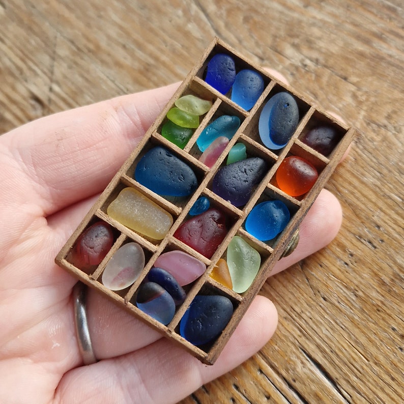 MINIATURE LETTERPRESS TRAY Christmas Gift Rare Multis Seaham Sea Glass Rainbow Printer's Tray Scottish Beach Finds TRAY06 image 5