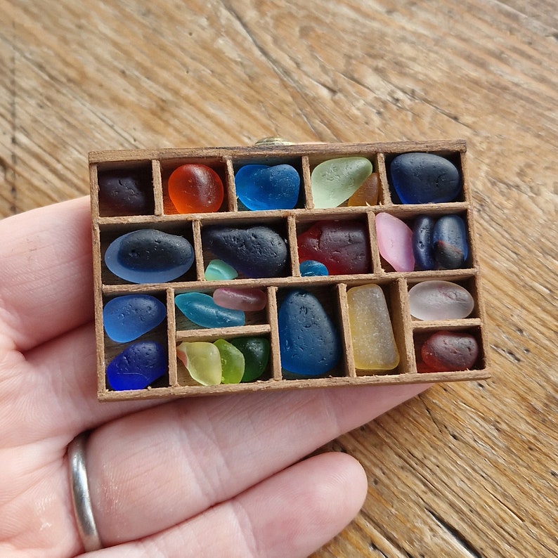 MINIATURE LETTERPRESS TRAY Christmas Gift Rare Multis Seaham Sea Glass Rainbow Printer's Tray Scottish Beach Finds TRAY06 image 8