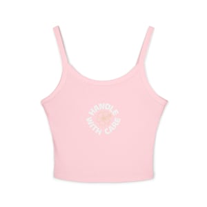 Cute Women&#39;s Spaghetti Strap Tank Top - Handle With Care, Summer Vibe, Casual Wear, Beach Day Essential, Gift for Her