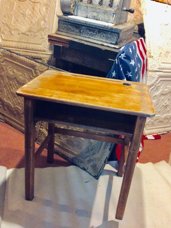 Vintage Student School Desk Classroom All Wood Local Etsy