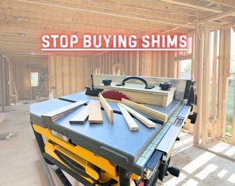 Shim Cutting Jig Template | Table Saw Carpentry and DIY tool plan pattern | Woodworking and Construction