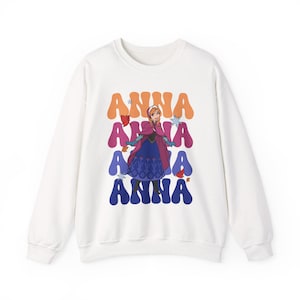 Anna Disney Graphic Crewneck Sweatshirt Unique Design Sweatshirt, Retro Vintage Style Sweatshirt