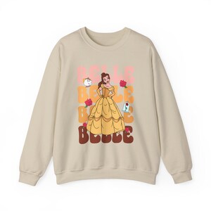 Belle Disney Graphic Crewneck Sweatshirt Unique Design Sweatshirt, Retro Vintage Style Sweatshirt
