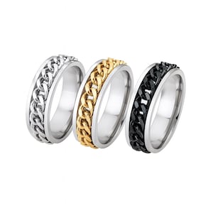 Stainless Steel Ring, Chain Spinner, Fidget, Anxiety Relief, Doesn’t feel spammy—balances function, Thumb ring, spinner ring, everyday wear