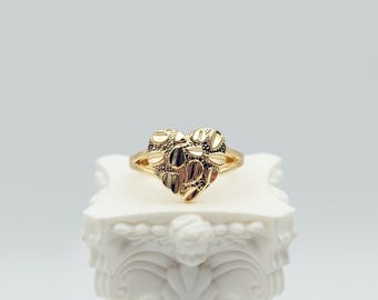 14K Gold Plated Heart Nugget Ring, Oro Laminado