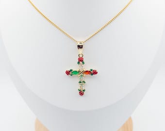 Cross Necklace, rose cross necklace, oro laminado, gold filled, regalo para mujer