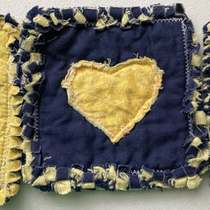 Juego de posavasos con diseño de corazón de 3 a 5 pulgadas, mantel para mesa, decoración del hogar, tela de algodón