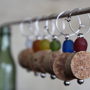 Cork Wine Charms with Recycled Glass Beads in Multi-Colors image 5