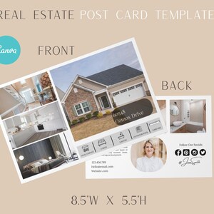 Bearbeitbare Liegenschaft Postkarte Vorlage | Moderne Realtor Marketing Canva Vorlage | 8,5 "x 5,5" Postkarte | Sofort Download