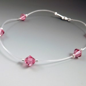 Waterproof Crystal Ankle Bracelet Rose All Sizes 5 to 13 image 1