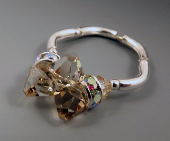 Swarovski Crystal Stretch Fit Ring golden Shadow Adjustable