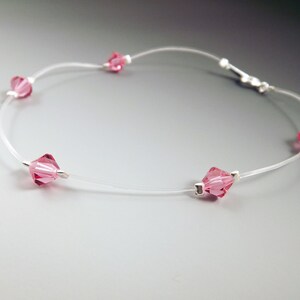 Waterproof Crystal Ankle Bracelet Rose All Sizes 5 to 13 image 2