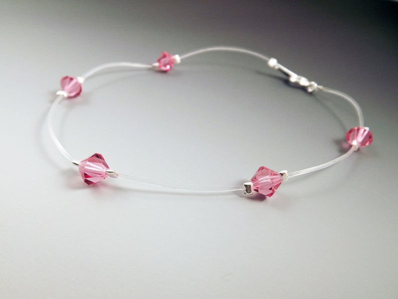 Waterproof Crystal Ankle Bracelet Rose All Sizes 5 to 13 image 2