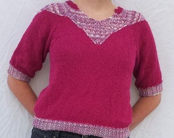 Pink on Point - Knitting Pattern - PDF Download - V-Neck Sweater - Lace Knitting - Lace Collar - DIY Fashion
