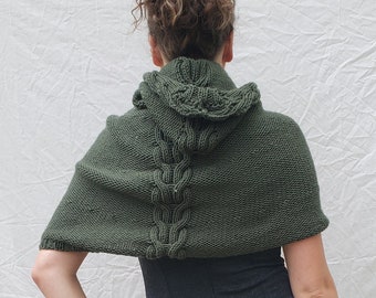 Corrente vertebral - Capa com cabo - Padrão de tricô - Download de PDF - Tricô com cabo - Envoltório de ombro - Xale feito à mão - Roupa de inverno DIY