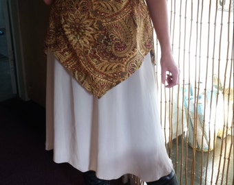 Two Layer Skirt - Upcycled Vintage - Altered Coture - Cotton and Chiffon - Orange Gold Paisley - Stepping Out - Soft Like Spring