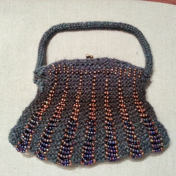 Indigo Bunting - Bead Knitted Purse - Knitting Pattern - PDF Download - Hand Knitting - Beaded Purse Pattern - DIY Evening Bag