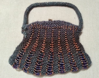 Indigo Bunting - Bead Knitted Purse - Knitting Pattern - PDF Download - Hand Knitting - Beaded Purse Pattern - DIY Evening Bag