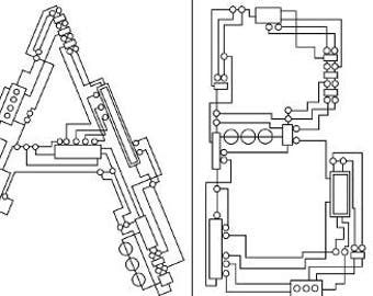 Alfabeto Fuzz Elétrico - Padrão de Bordado - Download de PDF - Monogramas - Iniciais Decorativas - Padrão Artesanal