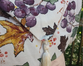 Bolsa mensageiro - Uvas de outono e folhas de outono - Corredor de mesa reciclado - Bolsa para livro e laptop - Presente de estudante