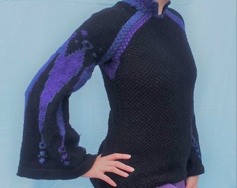 Atualização Histórica - Receita de Tricô - Download em PDF - Suéter com Manga Sino - Tricô de Inverno - Intársia - Tricô Colorido - Moda Faça Você Mesmo