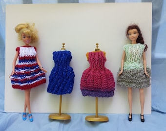 Hand Knit Fashion Doll Dresses - Knit Doll Clothes - Doll Fashion