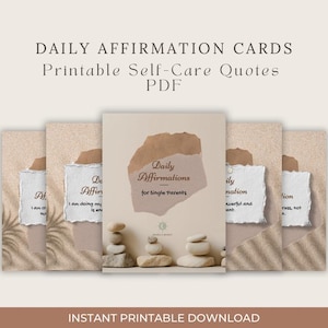 Daily Affirmation Cards | Printable Self-Care Quotes PDF | Positive Affirmation Deck | Instant Download