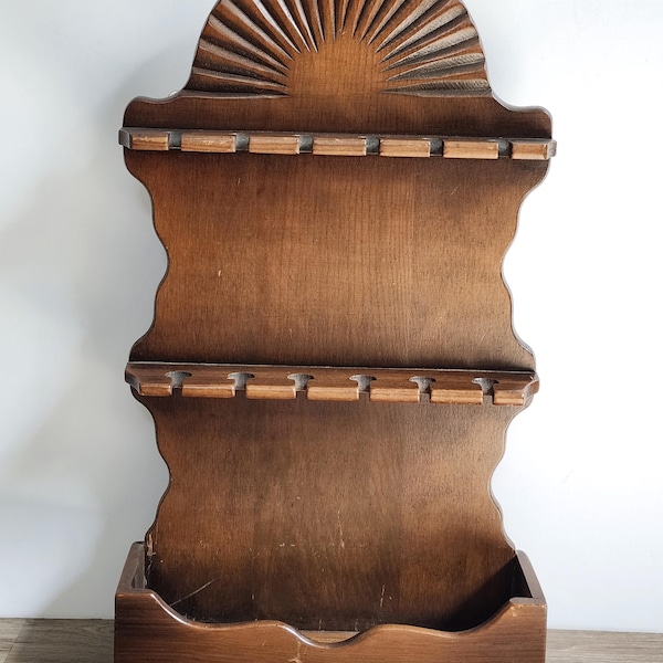 Vintage Wooden Spoon Rack, Farmhouse Cottagecore Decor (18 in x 10.5 in)