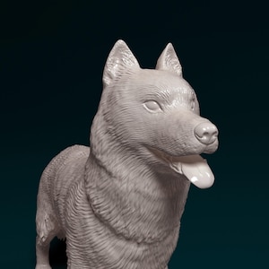 3D-geprint beeldje Siberische husky-hond - hondenliefhebber cadeau, huisdier gedenkteken, bulldog decor, standbeeld schattige puppy, woondecoratie