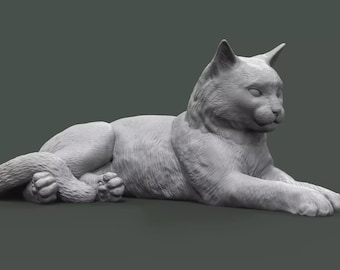 Handmade 3D Printed Cat Figurine: PLA Statue, Home Decor