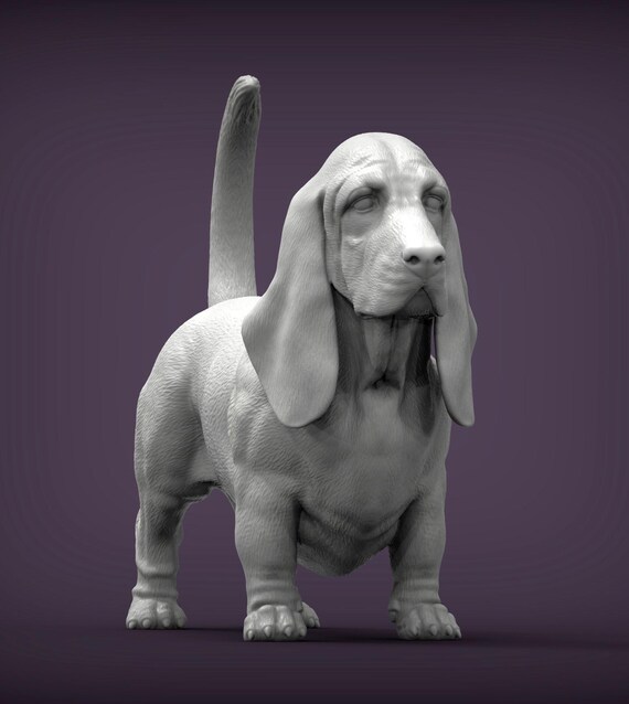 バセットハウンドの置物、3Dプリントの犬の像、ペットのメモリアル 