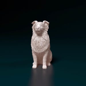 3D Printed Collie Dog Figurine: Eco-Friendly PLA Plastic Pet Memorial