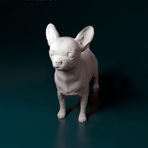 3Dプリントのチワワ犬の置物 - 犬好きへのギフト、ペットのメモリアル、ブルドッグの装飾、かわいい子犬の像、ホームデコレーション