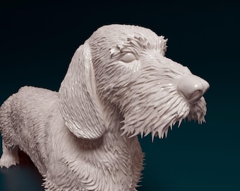 Figurine de teckel imprimée en 3D Statue de chien imprimée en 3D - Figurine d'animal de compagnie personnalisée - Cadeau unique pour amoureux des chiens - Mémorial d'animal de compagnie personnalisé