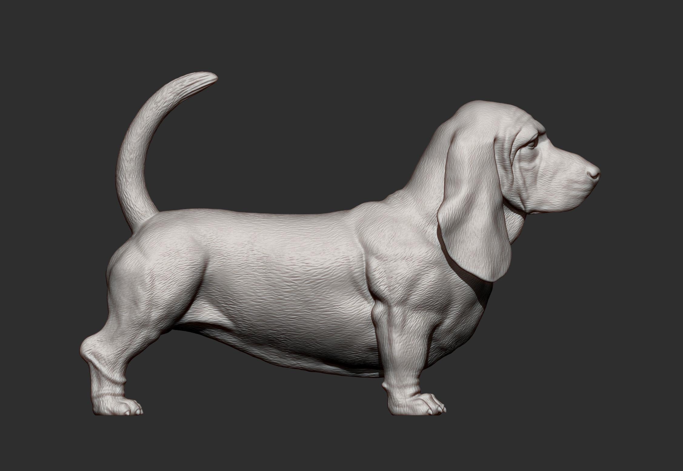 バセットハウンドの置物、3Dプリントの犬の像、ペットのメモリアル 