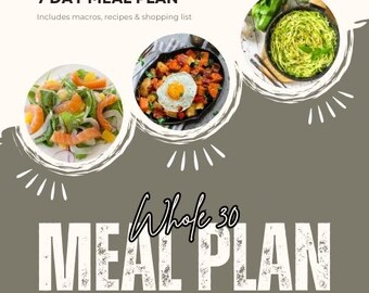 Whole30 7-Day Meal Plan | Easy and Nutritious Meals | Clean Eating Digital Download