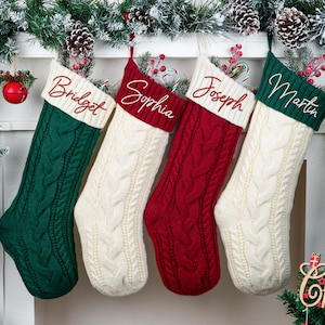 Personalized Embroidered Knit Christmas Stocking - Custom Name Holiday Decor