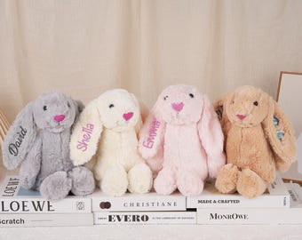 Personalized Embroidered Plush Bunny, Custom Newborn Gift