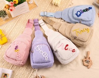 Custom Name Toddler Purse, Soft Corduroy Kids Sling Bag, Gift for Boys & Girls