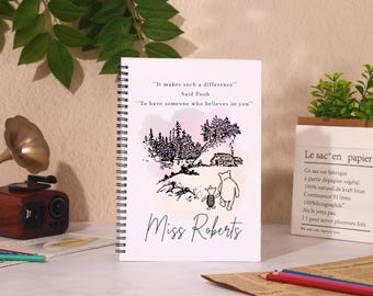 Personalisiertes Winnie the Pooh Lehrer Notizbuch, Danke Geschenk