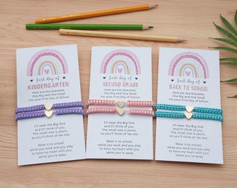 Conjunto de pulseras de corazón para mamá y yo: regalo trenzado para la vuelta al cole
