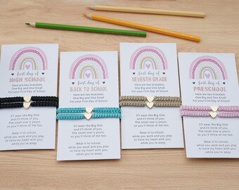 Conjunto de pulseras de corazón para mamá y yo: regalo para el primer día de clases