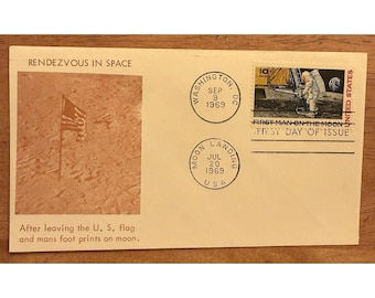 NASA Apollo 11 FDC 1969 Rendezvous i rymden Omslagsstämpel Armstrong Cachet