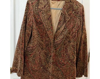 Utsökt Vintage sammetsblazer Bohemisk Suburban Separates Country Miss Storlek 16