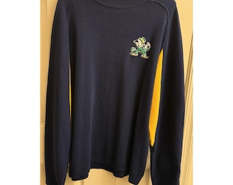 Suéter deportivo vintage Crable de Notre Dame para hombre, talla XL, color azul
