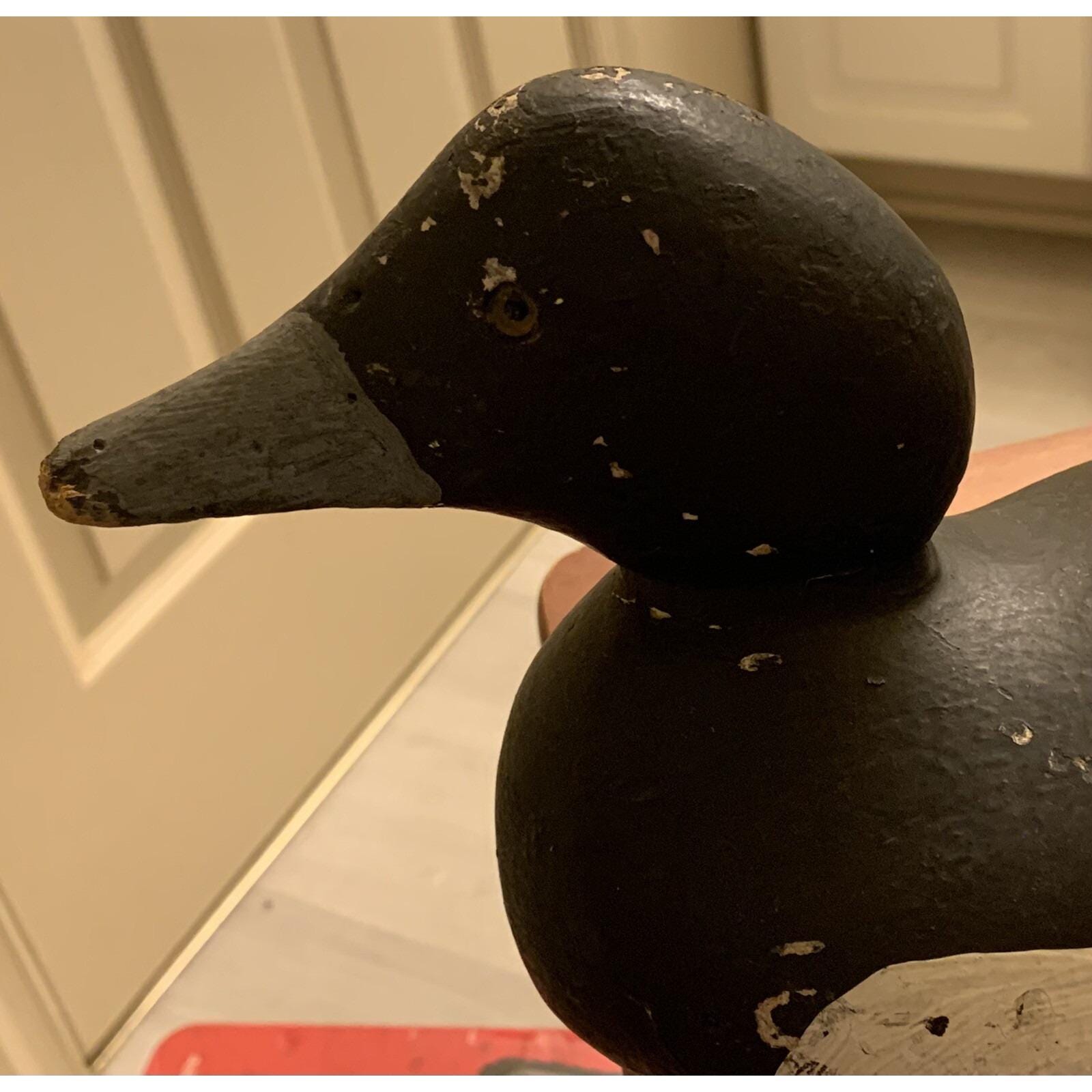 Vintage Carved & Painted Wooden Duck Decoy Blue Bill Weighted