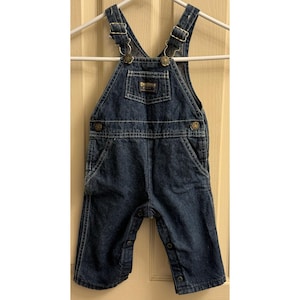 Vintage 90s Oshkosh B&#39;Gosh Baby Toddler 12mo USA Made Vestbak Denim Overalls