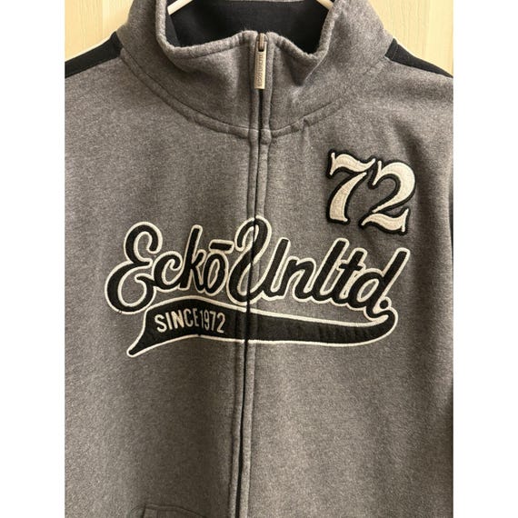 Vintage Y2K Ecko Unltd 72 Men's Zip up Sweatshirt Size XL Gray