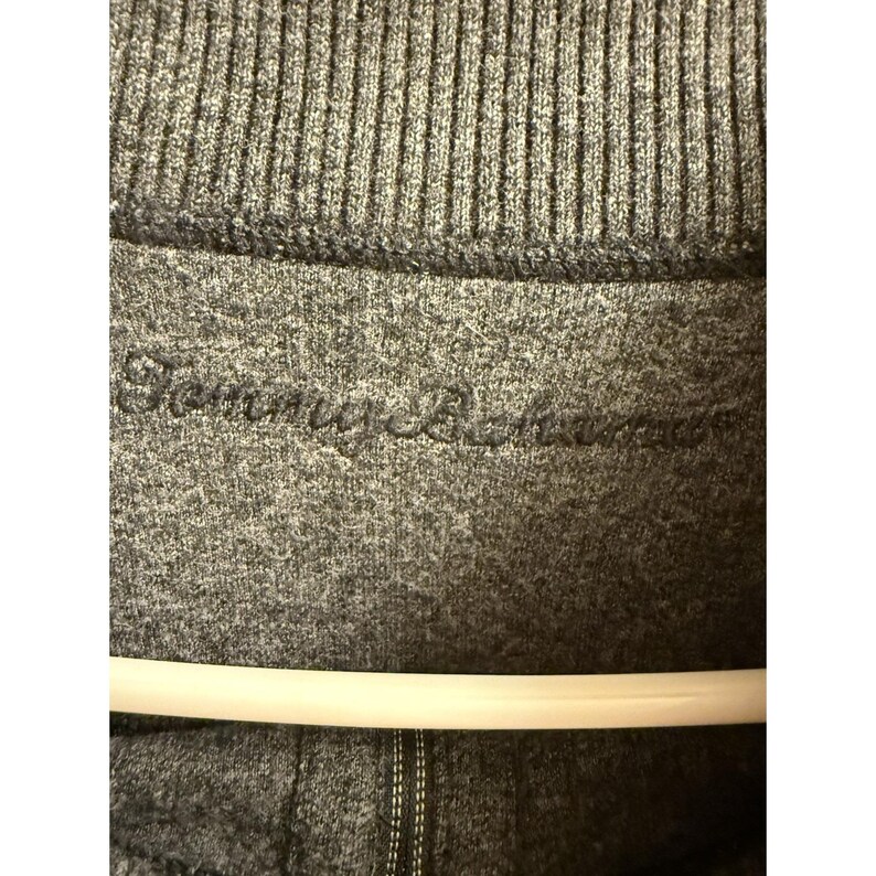 Tommy Bahama Maglione da uomo con mezza zip reversibile nero/grigio 2xL EUC immagine 3