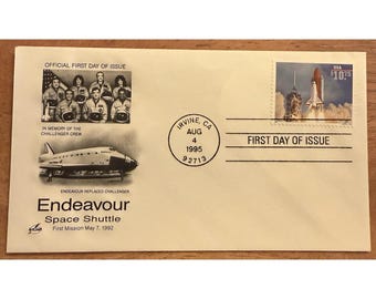Amerikanskt frimärke #2544a FDC 10.75 Rymdfärjan Endeavour 1995 Omslagskonst